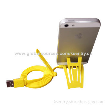 2-in-1 8-pin USB Cable with Holder, Colorful Flat Cable, OEM Welcomed